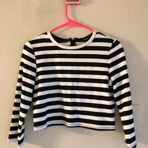 Striped long sleeve crop